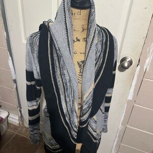 Hannah Black and Gray Women’s Cardigan Sweater